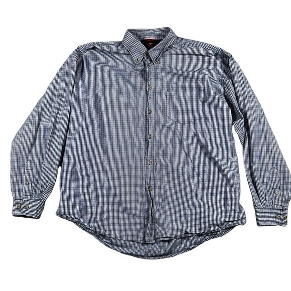 Wrangler Jeans Co Cool River Cotton Blue Plaid Button Down Shirt Size‎ XL - Picture 1 of 13